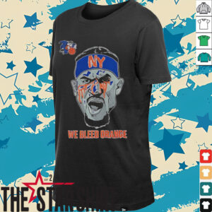 Josh Hart bloodied face New York Knicks We Bleed Orange cartoon shirt