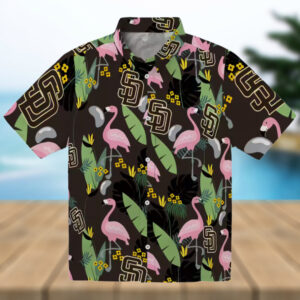 Men’s San Diego Padres Tropical Shirt Brown Flamingo Summer Apparel