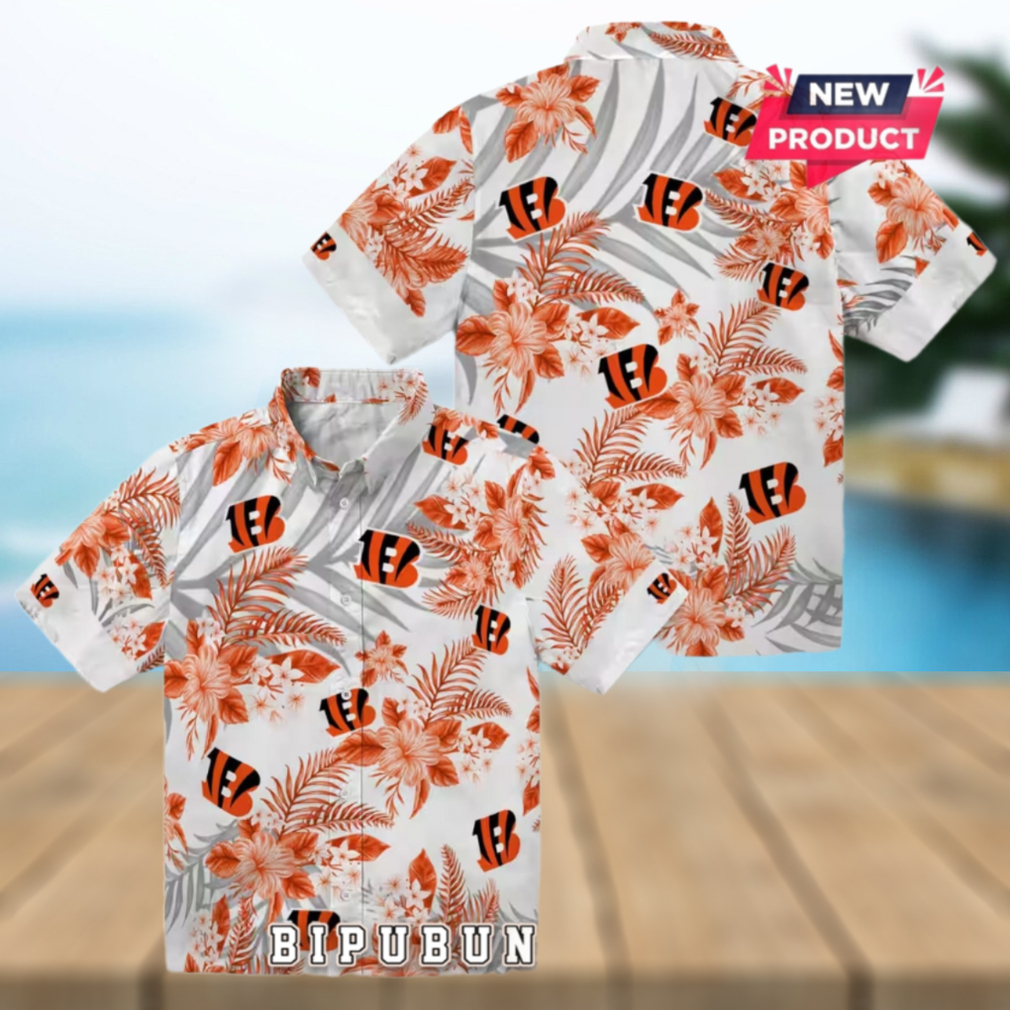 Cincinnati Bengals Hibiscus Palm Leaves Hawaiian Shirt Cincinnati Bengals Hibiscus Palm Leaves Hawaiian Shirt