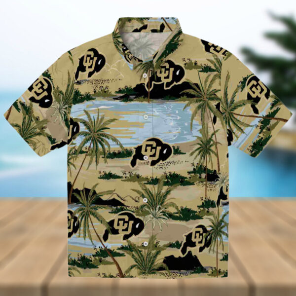 Colorado Buffaloes Palm Horizon Gold Hawaiian Shirt