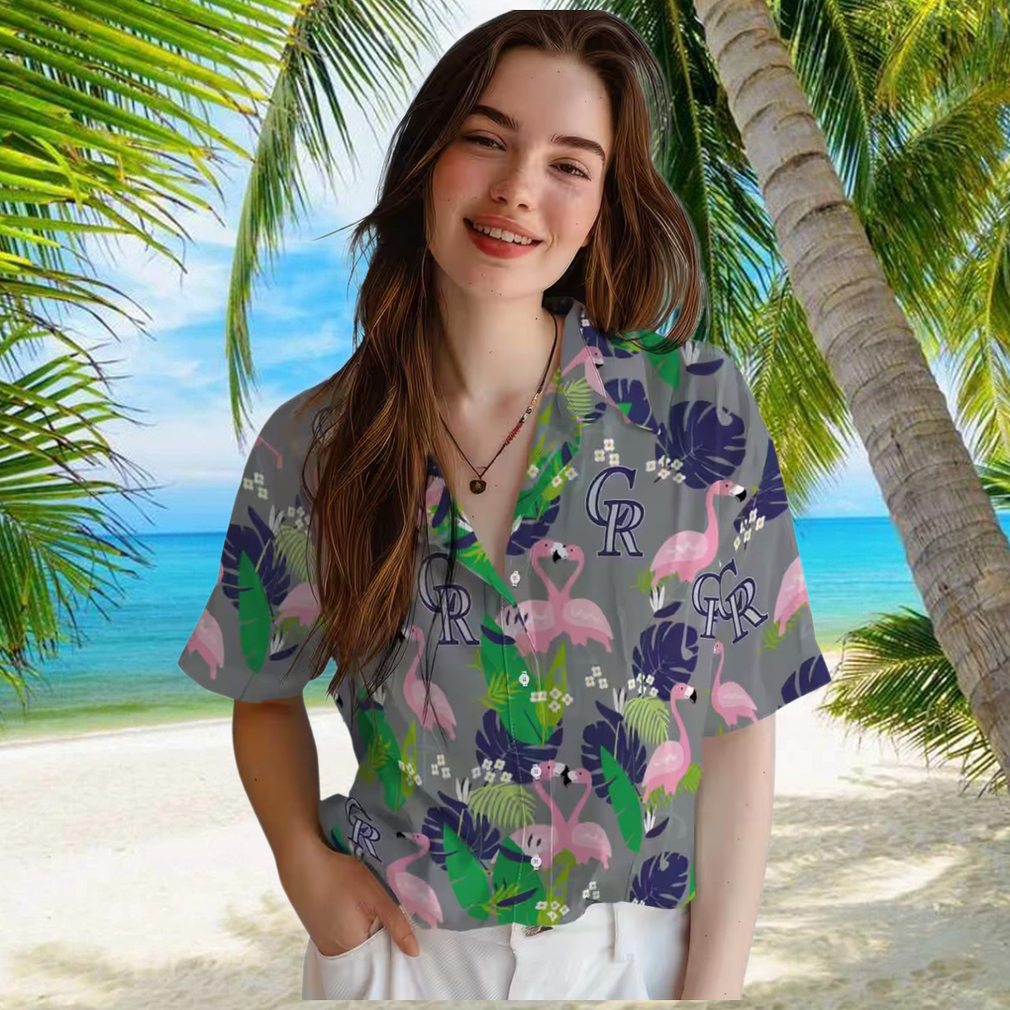Colorado Rockies Flamingo Foliage Hawaiian Shirt MLB Team Blue Green Tropical Shirt for Summer Fans Colorado Rockies Flamingo Foliage Hawaiian Shirt MLB Team Blue Green Tropical Shirt for Summer Fans