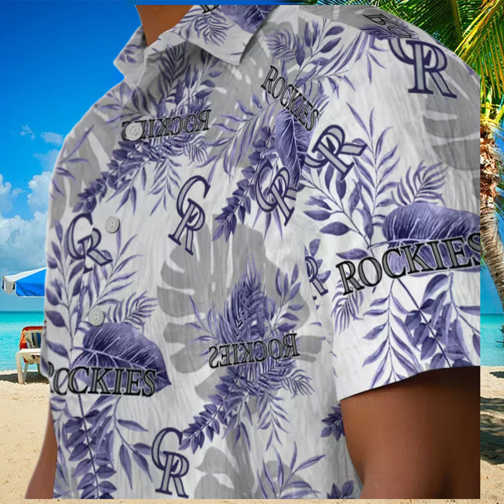 Colorado Rockies Tropical Button Up Hawaiian Shirt Blue White MLB Team Shirt for Summer Baseball Game Colorado Rockies Tropical Button Up Hawaiian Shirt Blue White MLB Team Shirt for Summer Baseball Game