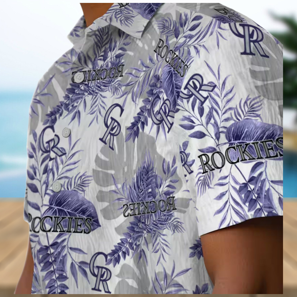 Colorado Rockies Tropical Button Up Hawaiian Shirt Blue White MLB Team Shirt for Summer Baseball Game Colorado Rockies Tropical Button Up Hawaiian Shirt Blue White MLB Team Shirt for Summer Baseball Game