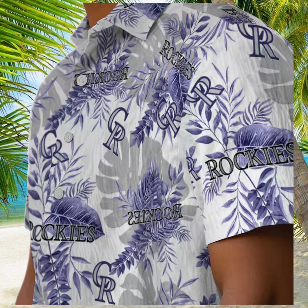 Colorado Rockies Tropical Button Up Hawaiian Shirt Blue White MLB Team Shirt for Summer Baseball Game Colorado Rockies Tropical Button Up Hawaiian Shirt Blue White MLB Team Shirt for Summer Baseball Game