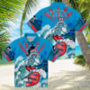 Miami Marlins Floral Hawaiian Shirt   Blue Flamingo Summer Game Day Outfit