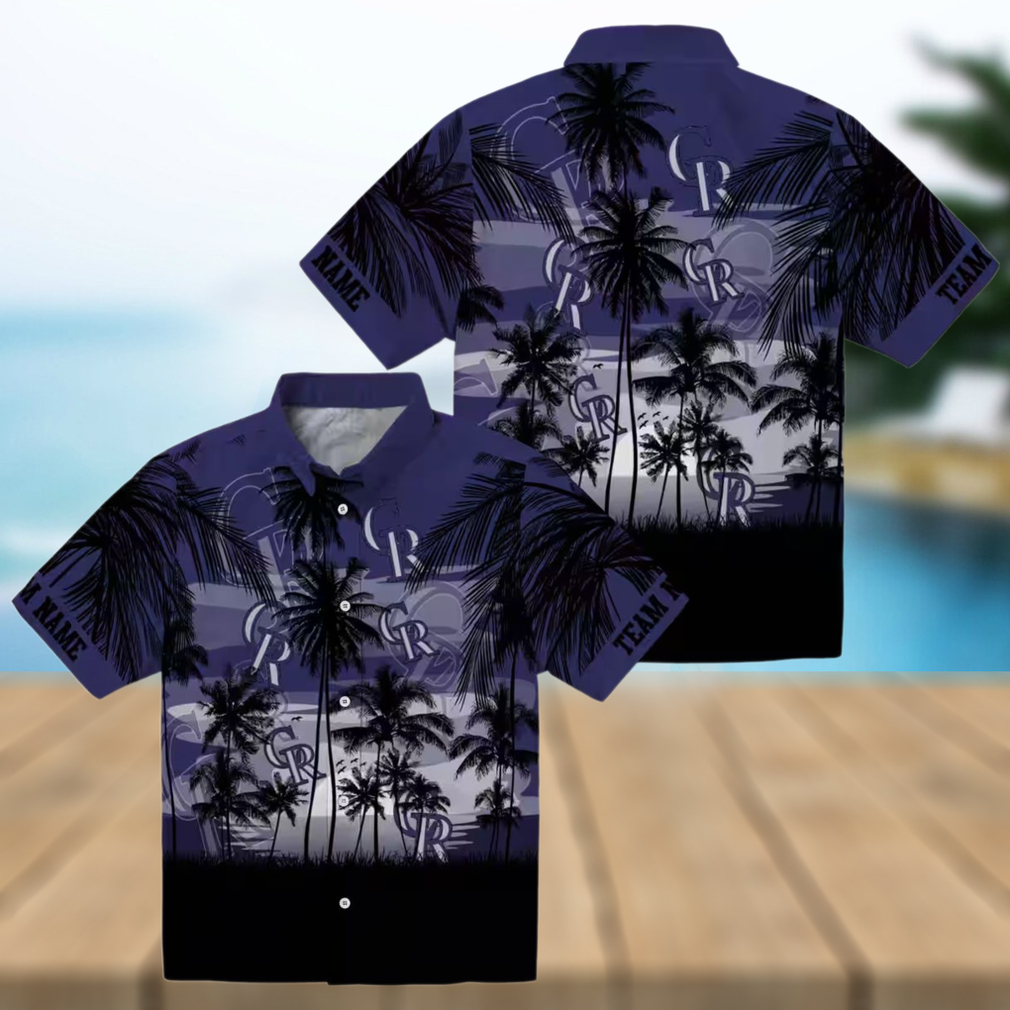 Custom MLB Colorado Rockies Hawaiian Shirt with Sunset Scene Tropical Fan Apparel for Summer Custom MLB Colorado Rockies Hawaiian Shirt with Sunset Scene Tropical Fan Apparel for Summer