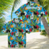 Los Angeles Dodgers Button Up Hawaiian Shirt   Hibiscus Blue White Aloha Style