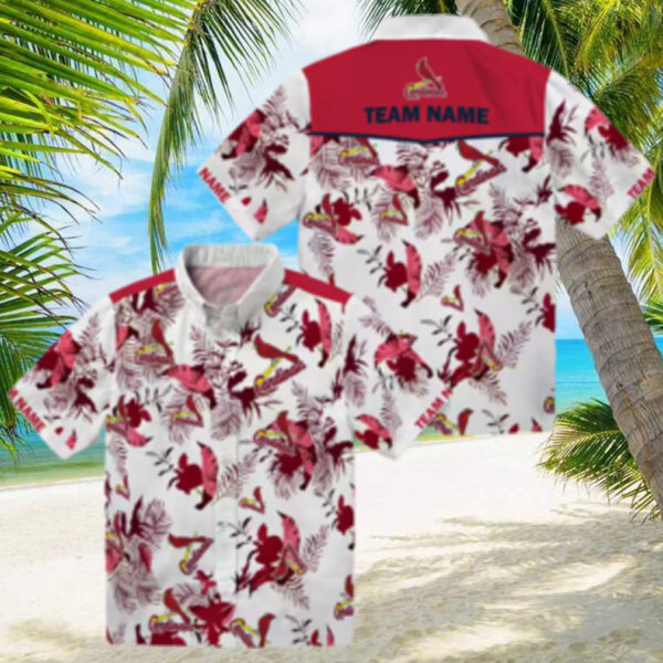 Custom St. Louis Cardinals Red White Hawaiian Shirt   Botanical Tropical Fan Edition