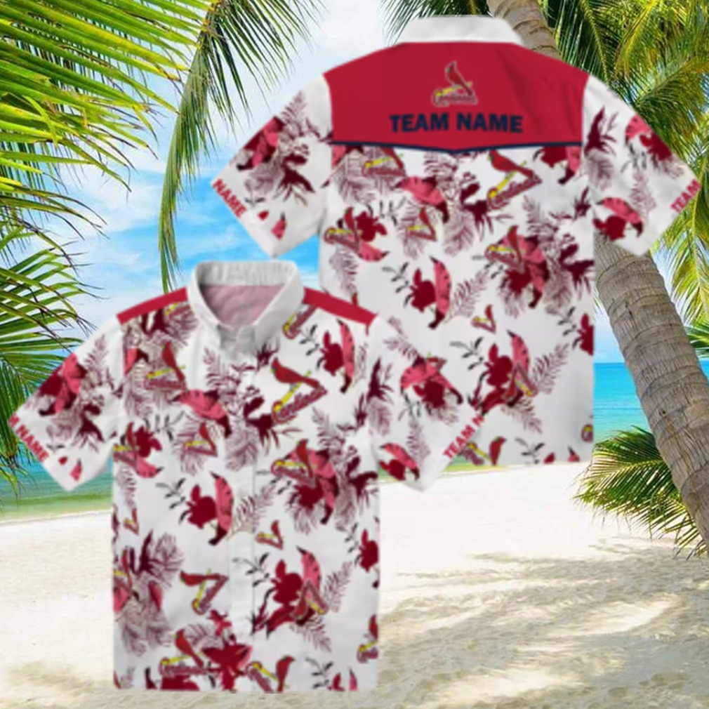 Custom St. Louis Cardinals Red White Hawaiian Shirt Botanical Tropical Fan Edition Custom St. Louis Cardinals Red White Hawaiian Shirt Botanical Tropical Fan Edition