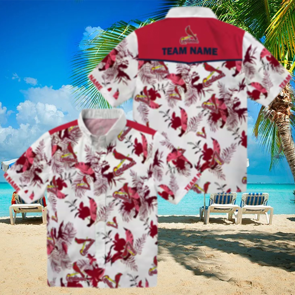 Custom St. Louis Cardinals Red White Hawaiian Shirt Botanical Tropical Fan Edition Custom St. Louis Cardinals Red White Hawaiian Shirt Botanical Tropical Fan Edition