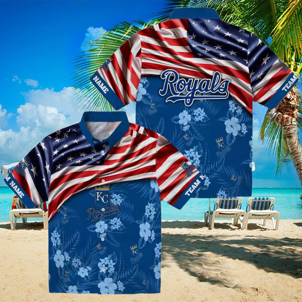 Custom Team Name Kansas City Royals Hawaiian Shirt Royal Blue US Flag Fan Apparel Custom Team Name Kansas City Royals Hawaiian Shirt Royal Blue US Flag Fan Apparel