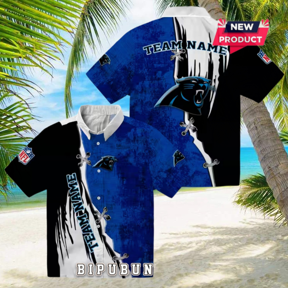 Customized Carolina Panthers Edgy Streaks Hawaiian Shirt Customized Carolina Panthers Edgy Streaks Hawaiian Shirt