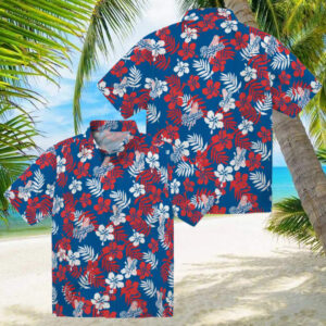 LA Dodgers Blue Hawaiian Shirt Floral Print Aloha Shirt for Baseball Fans