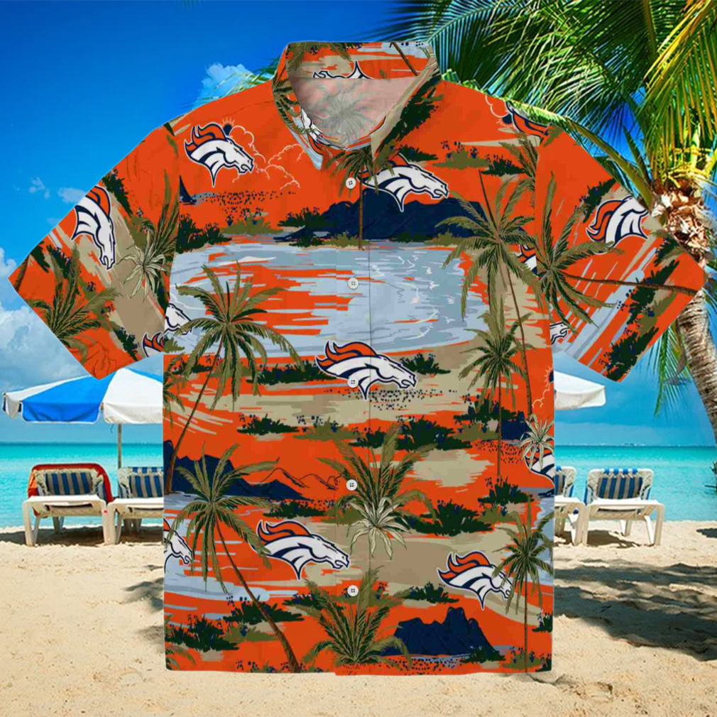 Denver Broncos Palm Horizon Orange Hawaiian Shirt Denver Broncos Palm Horizon Orange Hawaiian Shirt