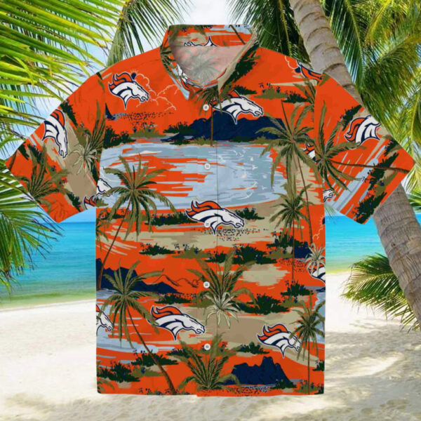 Denver Broncos Palm Horizon Orange Hawaiian Shirt