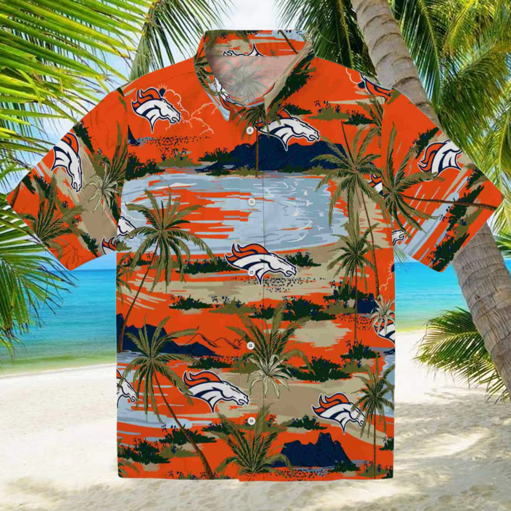 Denver Broncos Palm Horizon Orange Hawaiian Shirt Denver Broncos Palm Horizon Orange Hawaiian Shirt