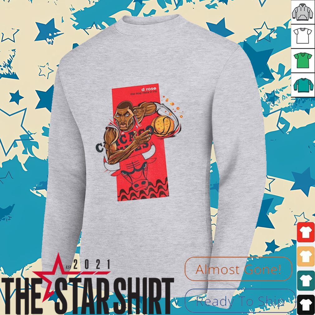 Derrick Rose Chicago Bulls NBA Basketball cartoon the MVP rises in rio shirt Derrick Rose Chicago Bulls NBA Basketball cartoon the MVP rises in rio shirt