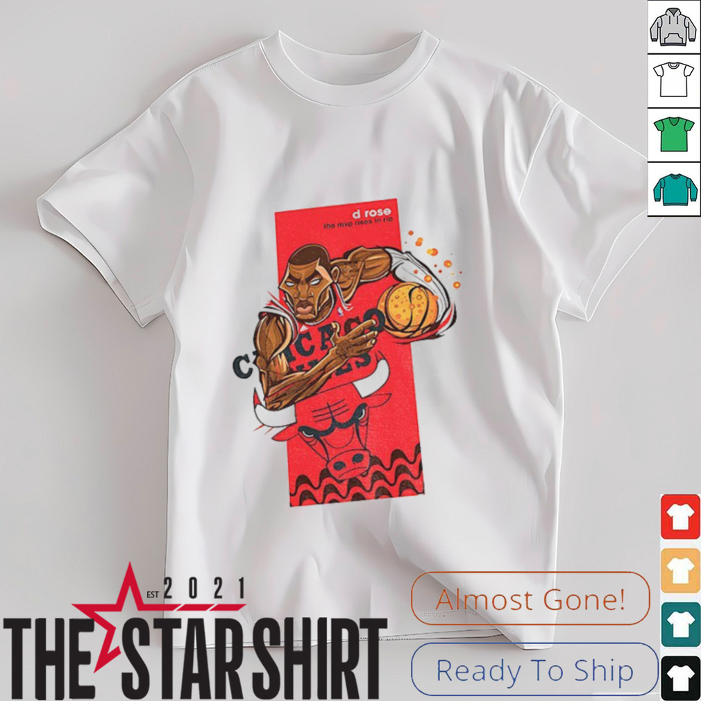 Derrick Rose Chicago Bulls NBA Basketball cartoon the MVP rises in rio shirt Derrick Rose Chicago Bulls NBA Basketball cartoon the MVP rises in rio shirt