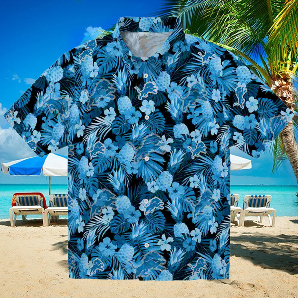 Detroit Lions Floral Pineapple Blue Hawaiian Shirt Detroit Lions Floral Pineapple Blue Hawaiian Shirt