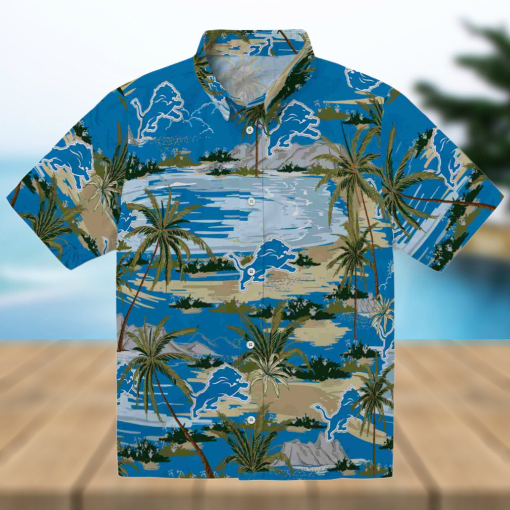 Detroit Lions Palm Horizon Blue Hawaiian Shirt Detroit Lions Palm Horizon Blue Hawaiian Shirt