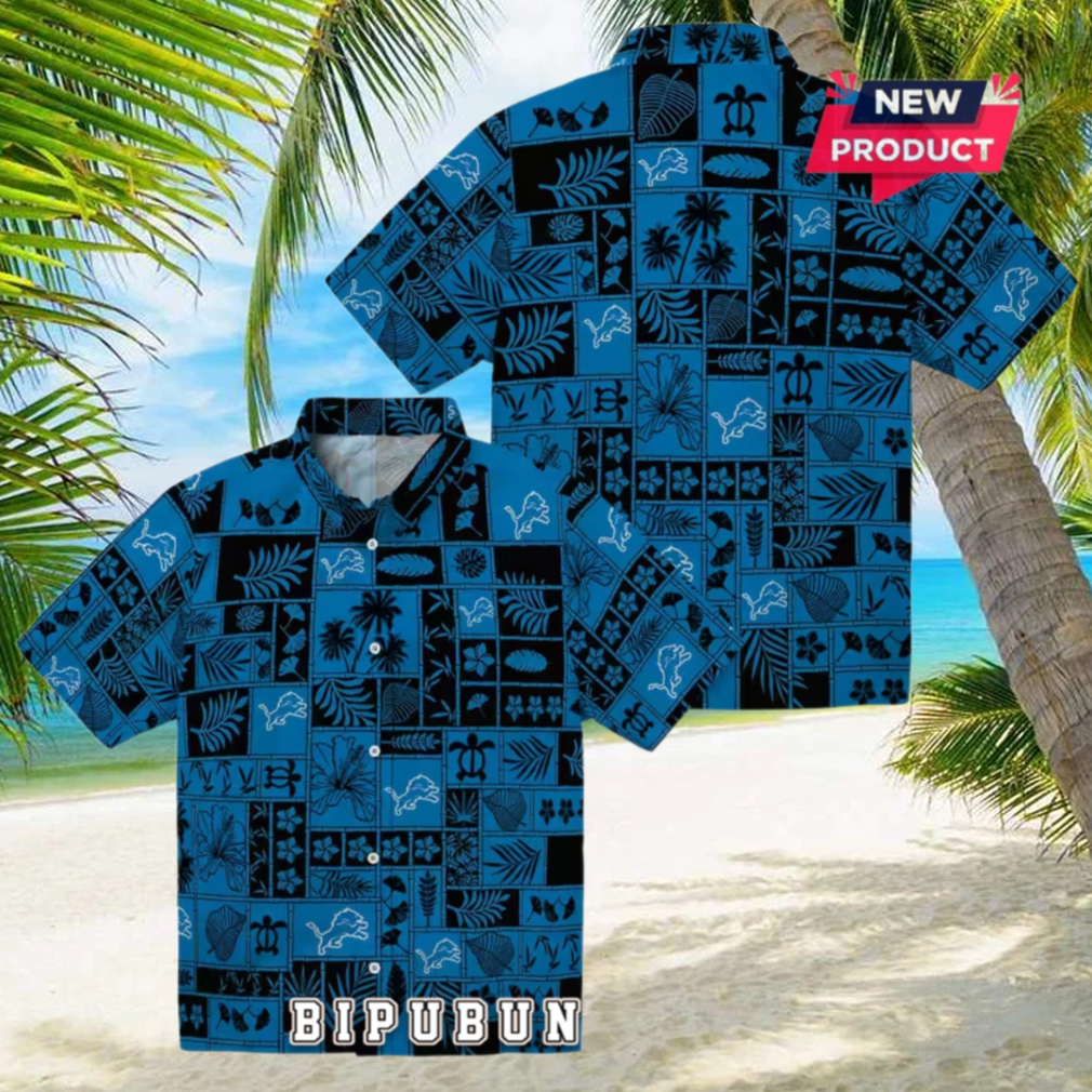 Detroit Lions Tropical Patchwork Hawaiian Shirt Detroit Lions Tropical Patchwork Hawaiian Shirt