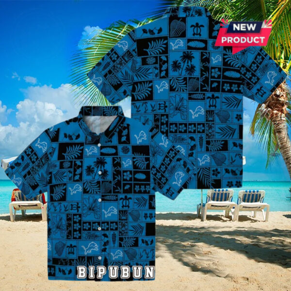 Detroit Lions Tropical Patchwork Hawaiian Shirt