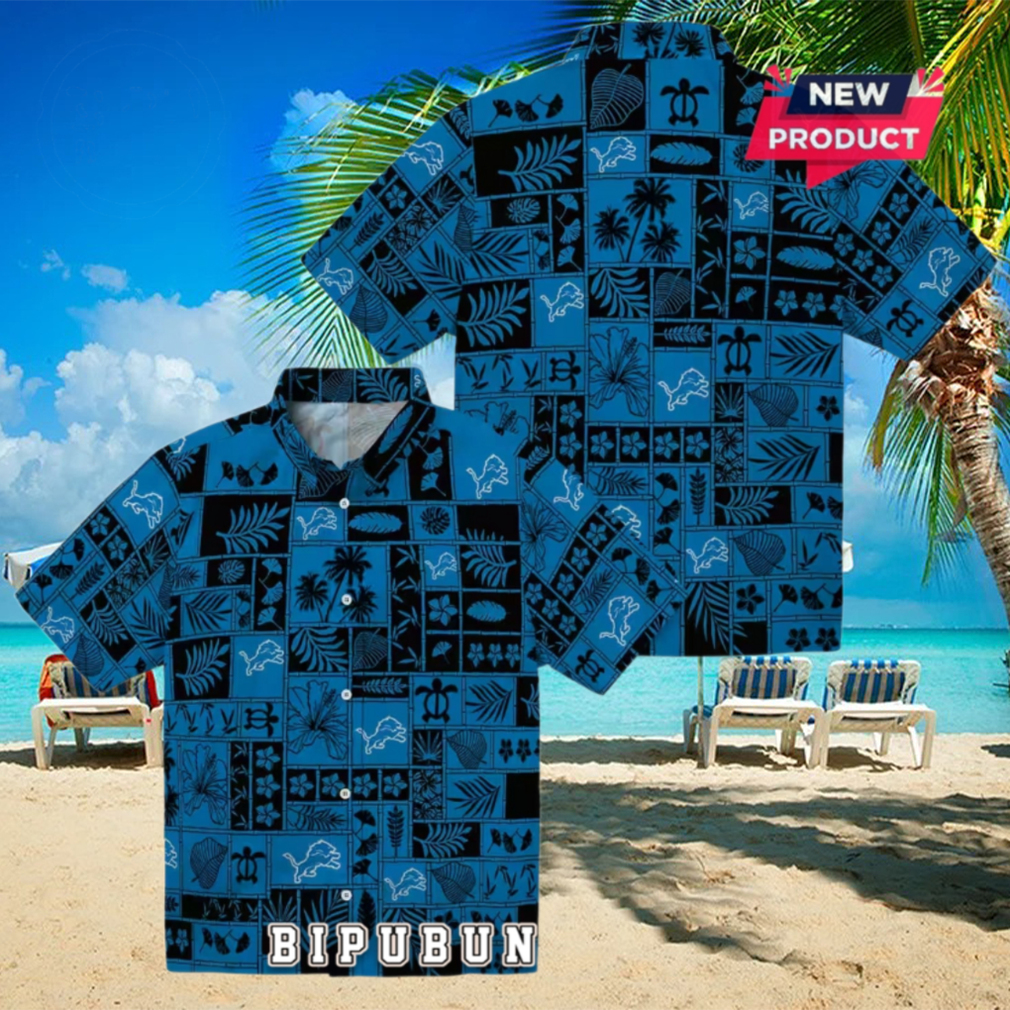 Detroit Lions Tropical Patchwork Hawaiian Shirt Detroit Lions Tropical Patchwork Hawaiian Shirt