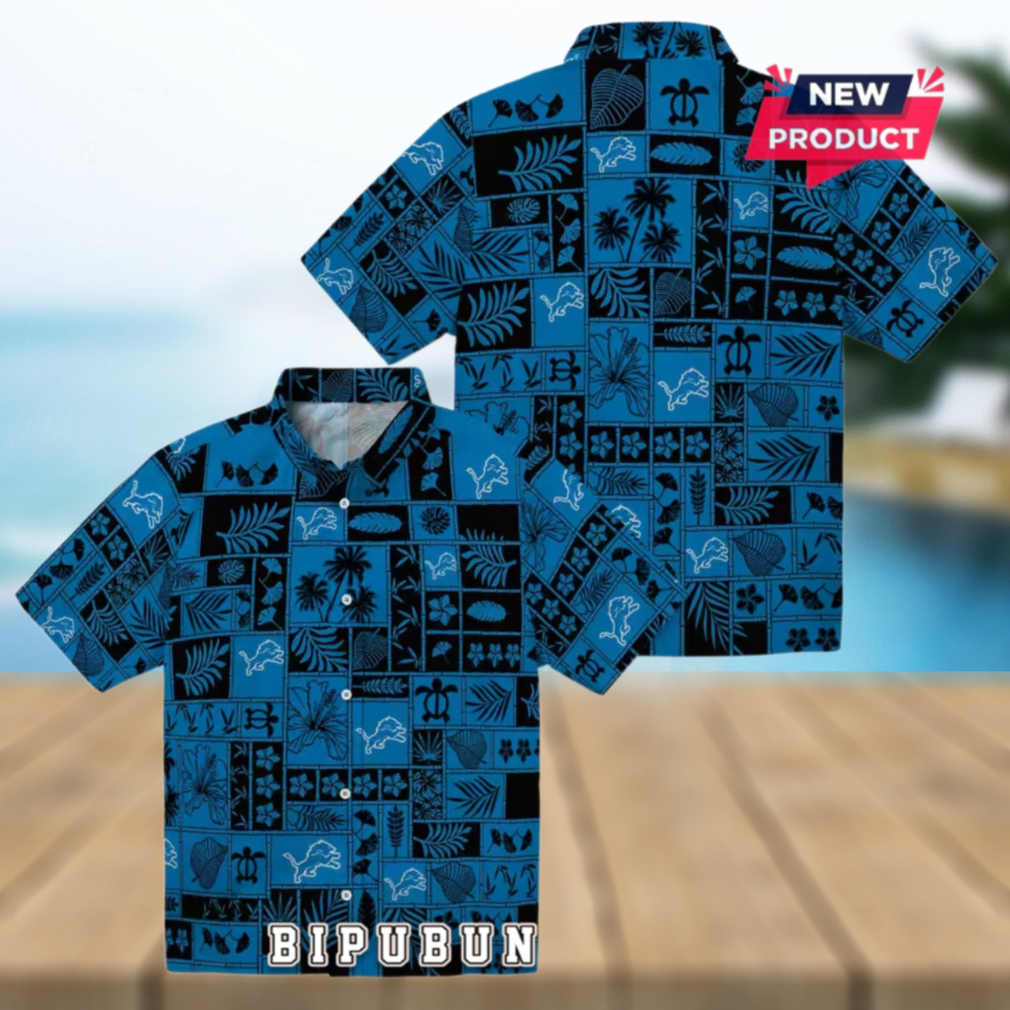 Detroit Lions Tropical Patchwork Hawaiian Shirt Detroit Lions Tropical Patchwork Hawaiian Shirt