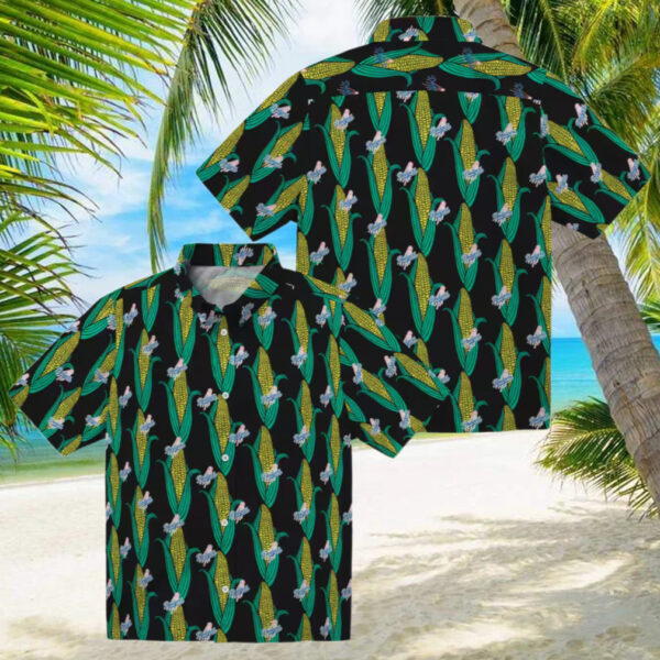 Dodgers Black and Green Hawaiian Shirt   Corn Motif Baseball Fan Gift