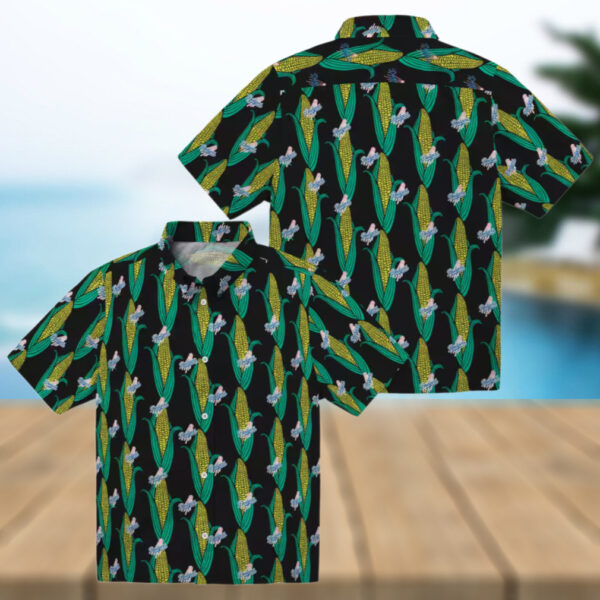 Dodgers Black and Green Hawaiian Shirt   Corn Motif Baseball Fan Gift