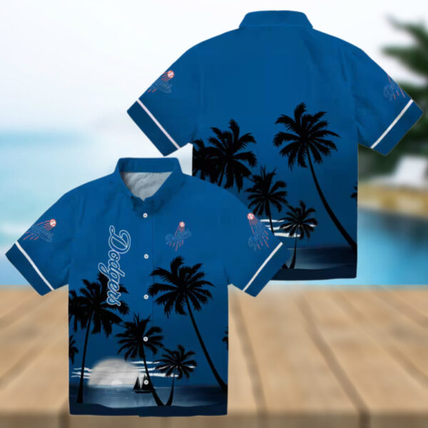 Dodgers Blue Black Tropical Hawaiian Shirt   Sunset Beach MLB Fan Apparel