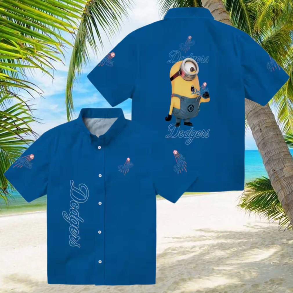 Dodgers Blue Hawaiian Shirt with Stuart Minion MLB Vacation Apparel Dodgers Blue Hawaiian Shirt with Stuart Minion MLB Vacation Apparel
