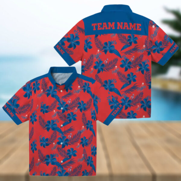 Dodgers Botanical Print Hawaiian Shirt   Red MLB Fan Apparel for Summer Vacation