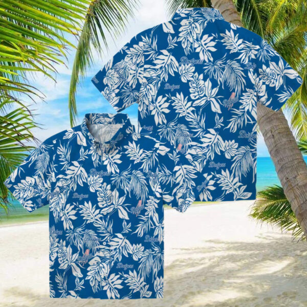 Dodgers Tropical Leaf Hawaiian Shirt   MLB Summer Beach Fan Apparel