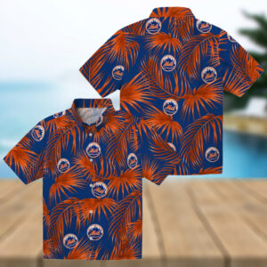 Summer Ready New York Mets Hawaiian Shirt Blue Palm Leaves MLB Shirt