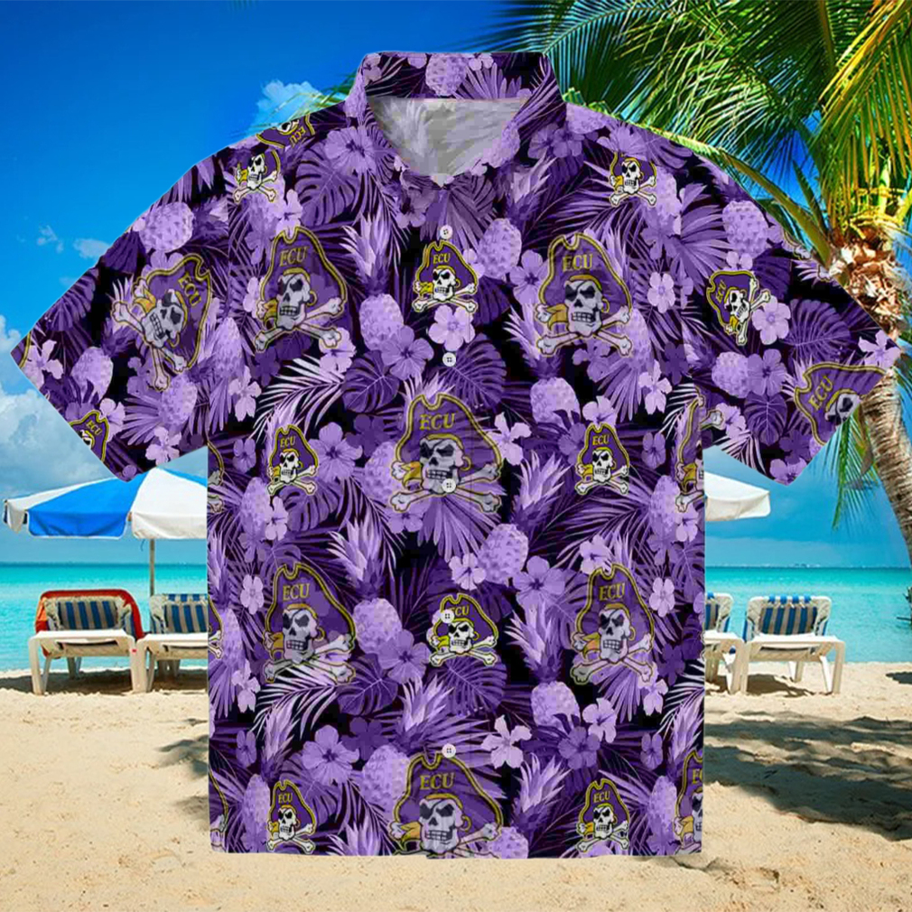 East Carolina Pirates Floral Pineapple Purple Hawaiian Shirt East Carolina Pirates Floral Pineapple Purple Hawaiian Shirt