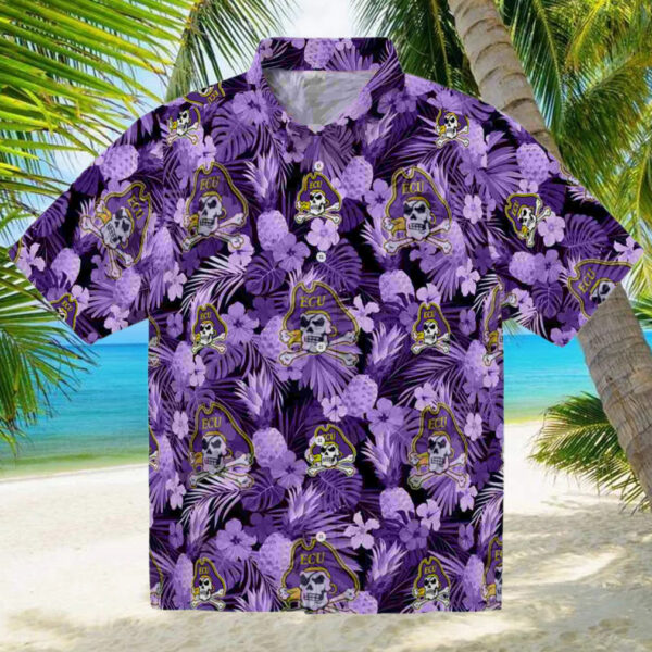 East Carolina Pirates Floral Pineapple Purple Hawaiian Shirt