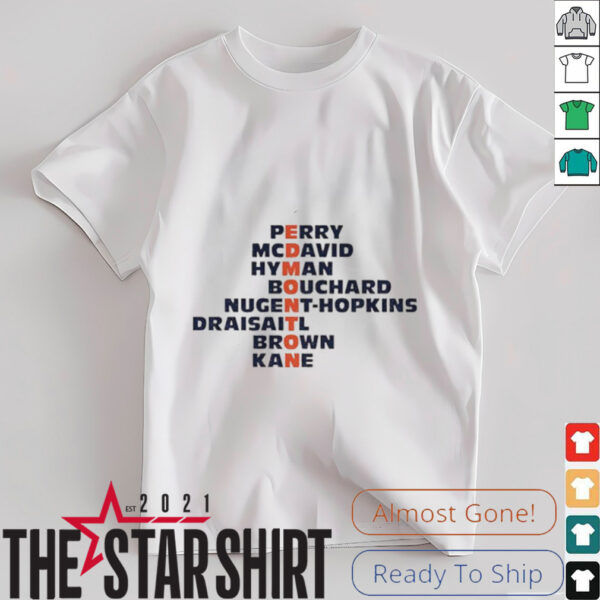 Edmonton Oilers Hockey names 2025 Perry McDavid Hyman Bouchard shirt