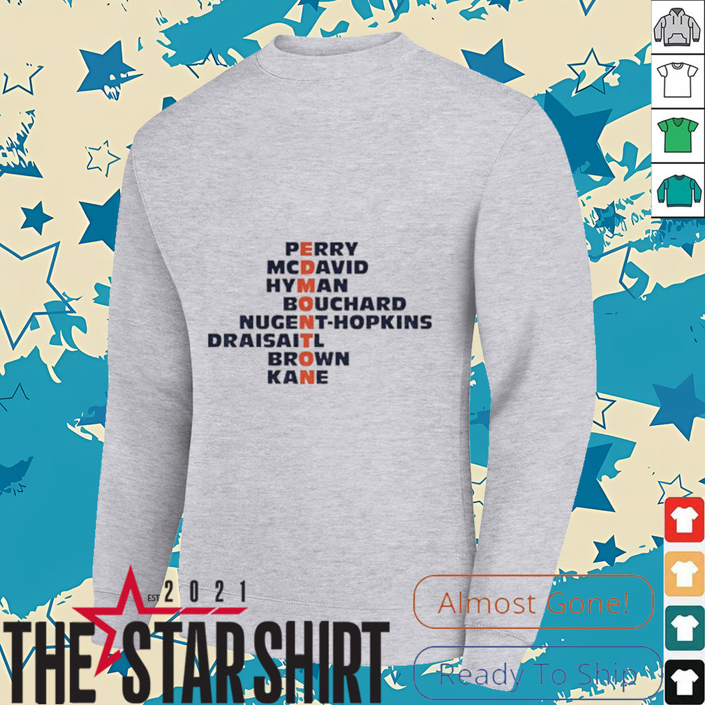 Edmonton Oilers Hockey names 2025 Perry McDavid Hyman Bouchard shirt Edmonton Oilers Hockey names 2025 Perry McDavid Hyman Bouchard shirt