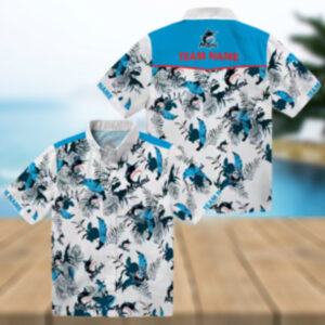 Botanical Miami Marlins Hawaiian Shirt Blue White MLB Summer Outfit