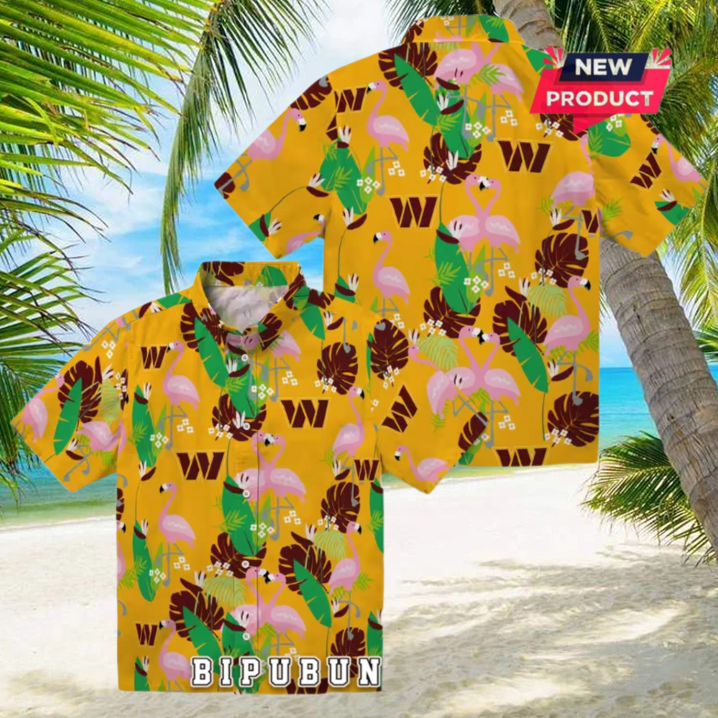 Flamingo Foliage Burgundy Washington Commanders Hawaiian Shirt Flamingo Foliage Burgundy Washington Commanders Hawaiian Shirt