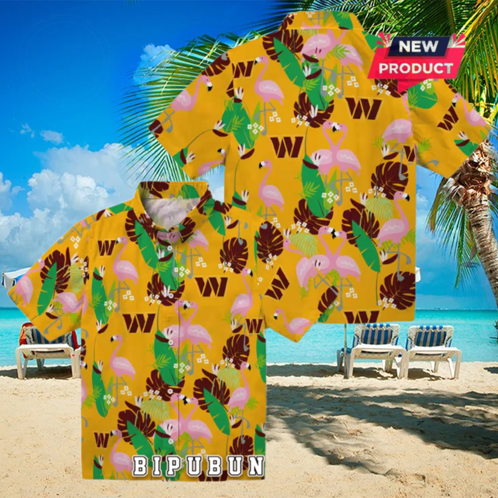 Flamingo Foliage Burgundy Washington Commanders Hawaiian Shirt Flamingo Foliage Burgundy Washington Commanders Hawaiian Shirt