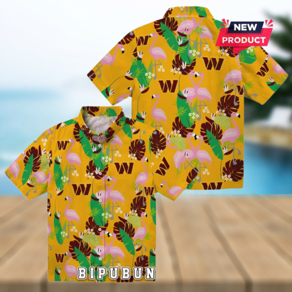 Flamingo Foliage Burgundy Washington Commanders Hawaiian Shirt Flamingo Foliage Burgundy Washington Commanders Hawaiian Shirt