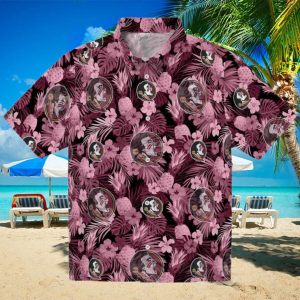 Florida State Seminoles Floral Pineapple Garnet Hawaiian Shirt