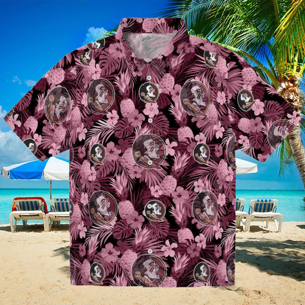 Florida State Seminoles Floral Pineapple Garnet Hawaiian Shirt Florida State Seminoles Floral Pineapple Garnet Hawaiian Shirt