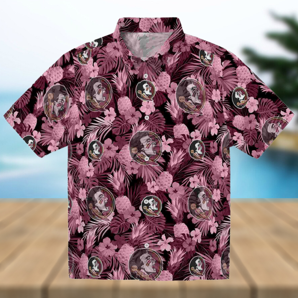 Florida State Seminoles Floral Pineapple Garnet Hawaiian Shirt Florida State Seminoles Floral Pineapple Garnet Hawaiian Shirt