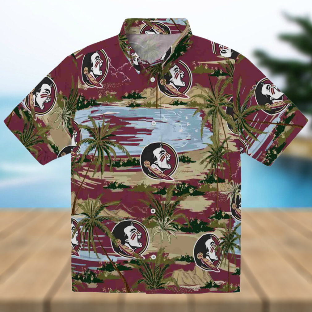 Florida State Seminoles Palm Horizon Garnet Hawaiian Shirt Florida State Seminoles Palm Horizon Garnet Hawaiian Shirt