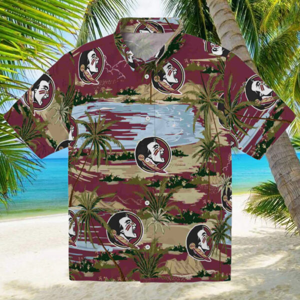 Florida State Seminoles Palm Horizon Garnet Hawaiian Shirt