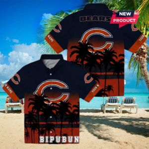 Personalized Chicago Bears Sunset Pattern Hawaiian Shirt