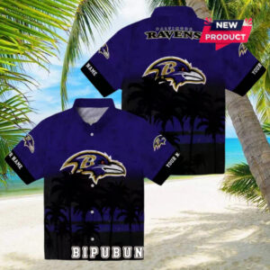 Baltimore Ravens Custom Sunset Pattern Purple Hawaiian Shirt